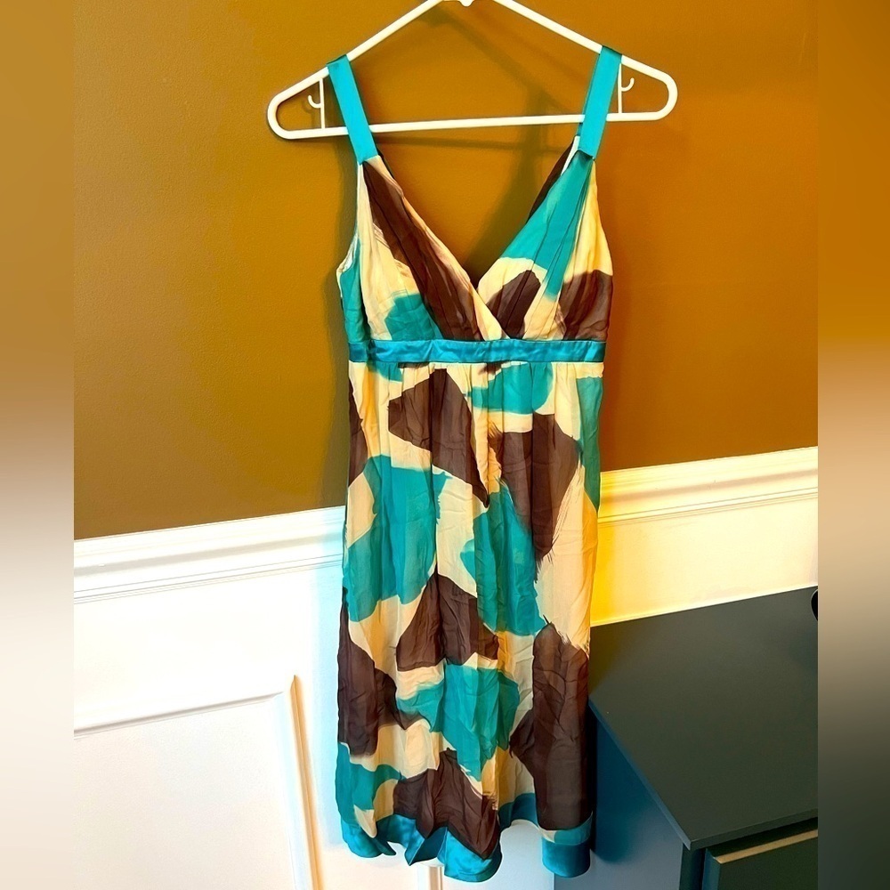 Sue Wong Brand New Silk Summer Turquoise A-Line Dress Size 2 Fairycore Fairy - Picture 2 of 5